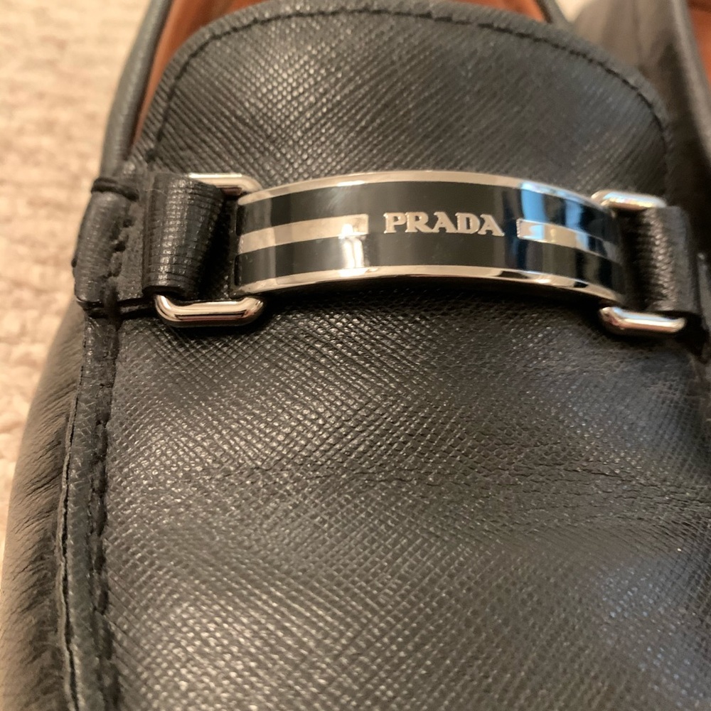 PRADA MEN SAFFIANO BLACK LEATHER DRESS SHOES - Picture 2 of 6